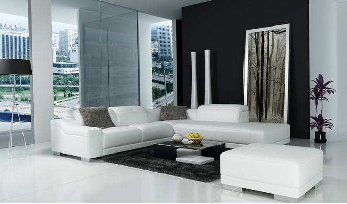 Sofá de cuero sofá sofá sofá esquinero sofá conjunto diseño moderno L K5002C