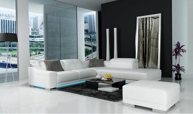 Sofá de cuero sofá sofá sofá esquinero sofá conjunto diseño moderno L K5002C