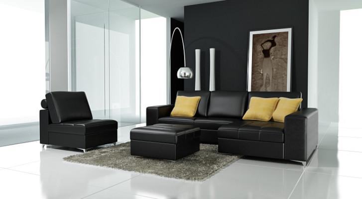 Sofá de cuero Sofá Sofá conjunto de esquina de diseño de estilo de vida moderno