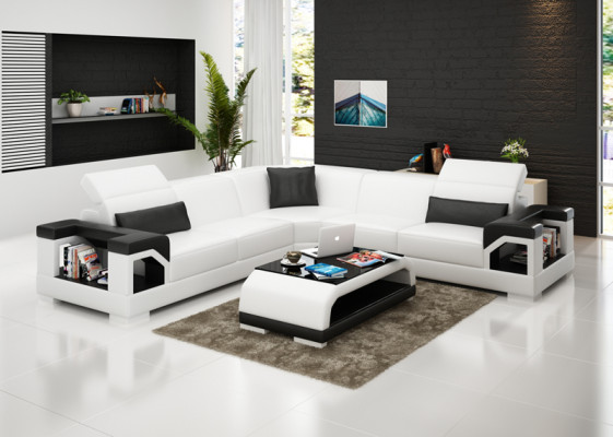 Sofá de cuero Sofá Sofá Sofá de esquina Moderno Conjunto de sofás de diseño