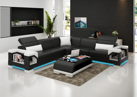 Sofá de cuero Sofá Sofá Sofá de esquina Moderno Conjunto de sofás de diseño