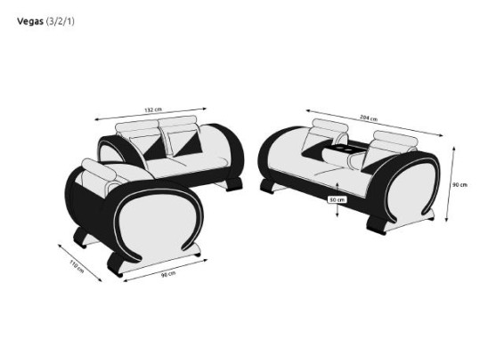 Sofá de cuero de sofá de sofá de cuero de conjunto de cuero de intervalo de sofá de asiento de sofá 3+2+1