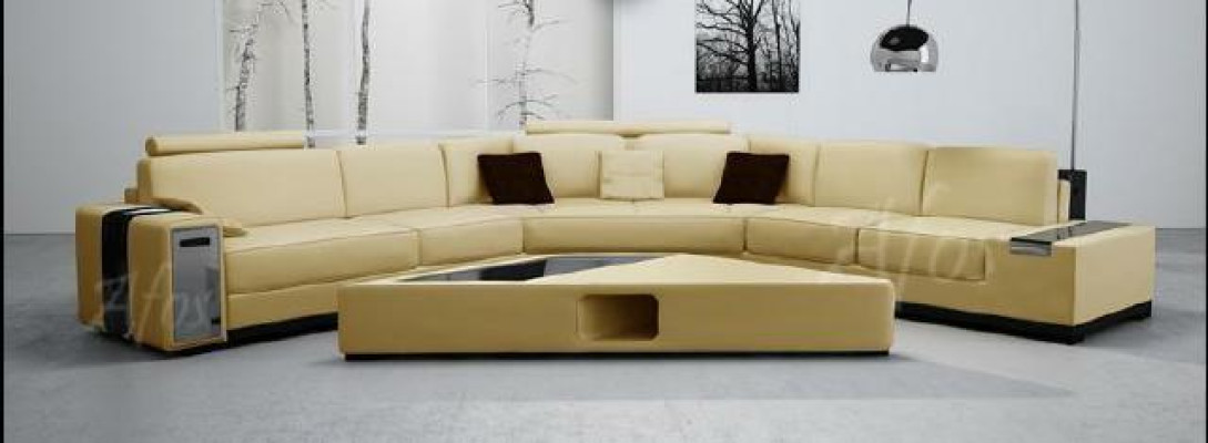 Sofá de cuero esquinero Sofá sofá Diseño Sofá Asiento Acolchado Conjunto de muebles para el hogar 2348