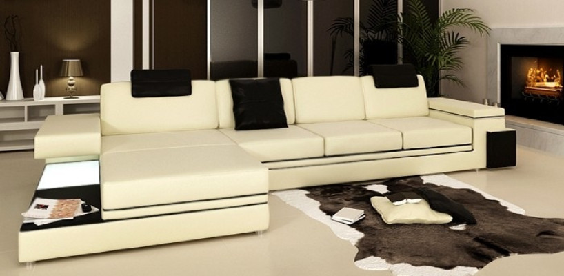 Diseño sofá de cuero sofá sofá acolchado conjunto de sala de estar esquina Tachau BS