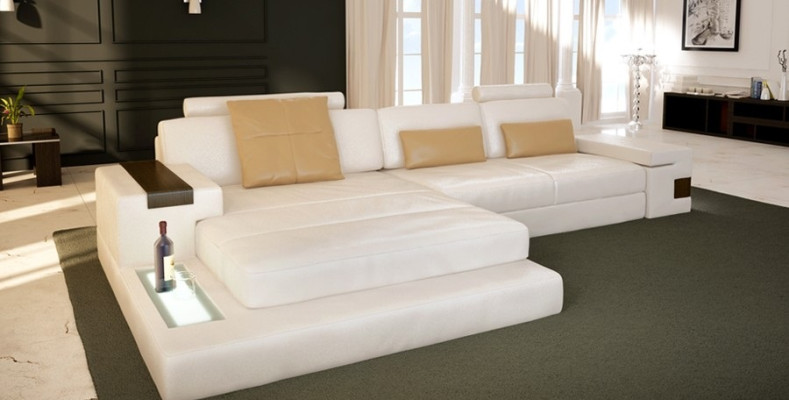 Sofá de piel Sofá Sofá Tela de esquina Tapizado Conjunto en L Forma Esquina Bellini Textil Tela