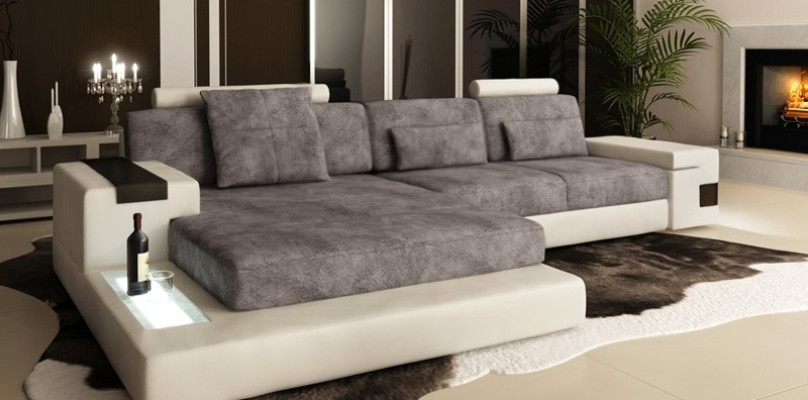 Sofá de piel Sofá Sofá Tela de esquina Tapizado Conjunto en L Forma Esquina Bellini Textil Tela