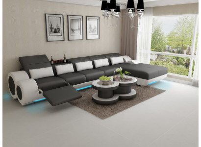 Sofá de cuero Sofá Sofá de salón Moderna Esquina Sofá de esquina Diseño Conjunto