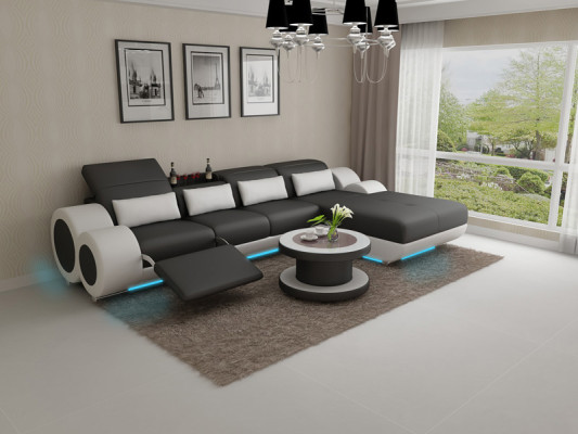 Sofá de cuero Conjunto de sofás Nuevo Sofá de esquina Conjunto de esquina Diseño de sofá moderno G8035H