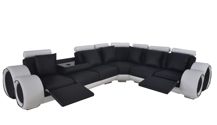 Diseño Cuero Acolchado XXL Sofá Sala de estar Sofá Diseñador Esquina Conjunto.