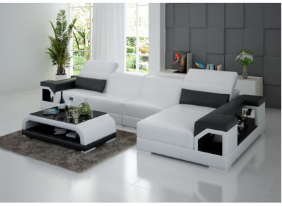 Sofá de cuero, sofá moderno, conjunto de muebles de salón, decoración de esquina, sofá esquinero, conjunto de diseño.