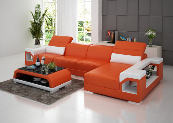 Sofá de cuero, sofá moderno, conjunto de muebles de salón, decoración de esquina, sofá esquinero, conjunto de diseño.