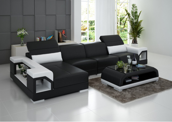 Sofá de cuero, sofá moderno, conjunto de muebles de salón, decoración de esquina, sofá esquinero, conjunto de diseño.