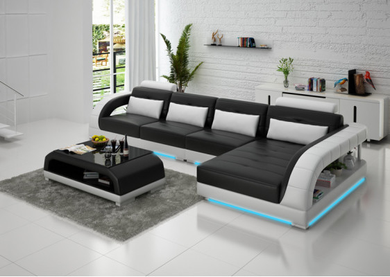 Sofá de cuero Sofá de esquina Sofá modular Sofá de esquina moderno Sofá de diseño Conjunto de sofás