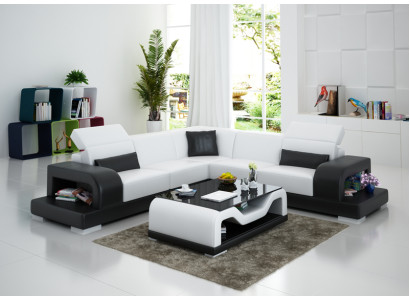 Sofá de cuero Sofá sofá de esquina del sofá en forma de L Conjunto de diseño de decoración moderna