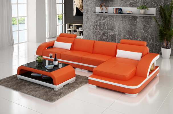 Sofá de cuero Sofá de diseño de esquina de sofá de sofá Wohnlandschaft Eck Garnitur Design Modern Sofa G8011C