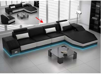 Moderno sofá de cuero, sofá de esquina de sofá de diseño de conjunto de esquina de sala de estar.