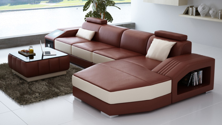 Moderno sofá de cuero, sofá de esquina de sofá de diseño de conjunto de esquina de sala de estar.