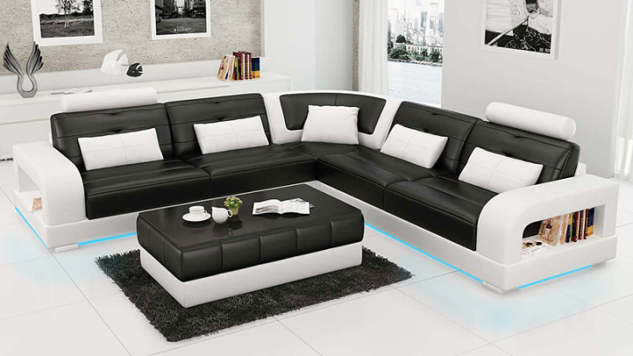 Sofá de cuero Couch Paisaje de estar Sofá de esquina Conjunto de esquina Diseño Moderno Sofá L6008B