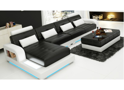 Sofá de cuero Sofá conjunto de sala de estar Sofá de esquina Conjunto de esquina Diseño Moderno Sofá L6008C