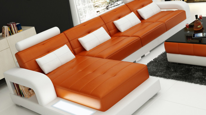Sofá de cuero Sofá conjunto de sala de estar Sofá de esquina Conjunto de esquina Diseño Moderno Sofá L6008C