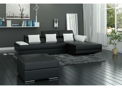 Conjunto de sofás esquineros y tapizados en cuero con paisaje de sofá de esquina - 2719C Nuevo