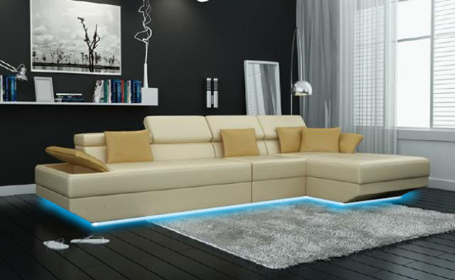 Conjunto de sofás esquineros y tapizados en cuero con paisaje de sofá de esquina - 2719C Nuevo