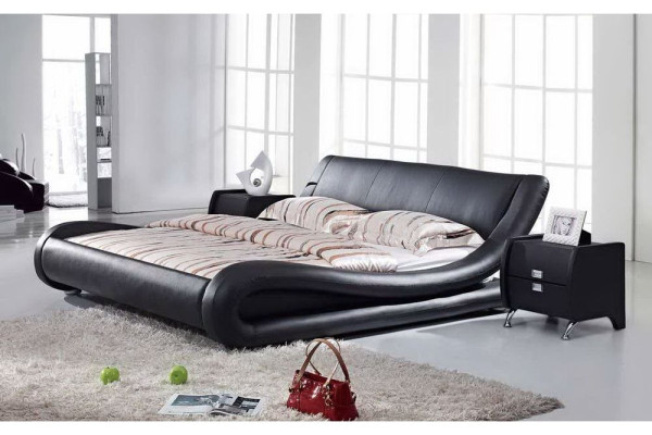 XXL cama doble, cama de cuero con USB, cama de diseño de cuero 4761.