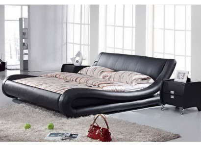 XXL cama doble, cama de cuero con USB, cama de diseño de cuero 4761.