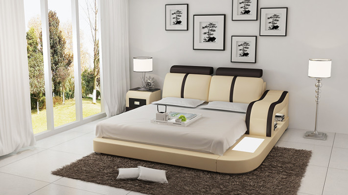 Diseño de cama de lujo. Camas de lujo de cuero modernas. Dormitorio moderno de 140/160/180 cm.