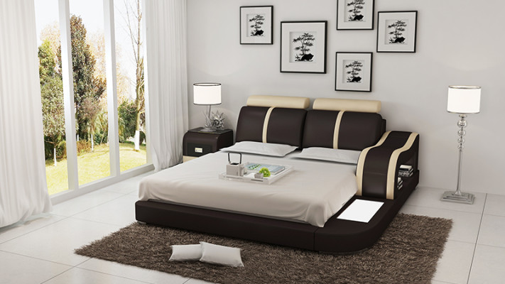 Diseño de cama de lujo. Camas de lujo de cuero modernas. Dormitorio moderno de 140/160/180 cm.