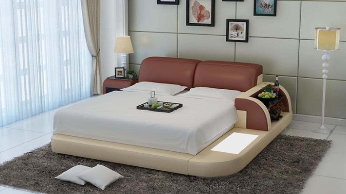 Diseño de cama de lujo de cuero moderno para dormitorio 140/160/180 LB8812.