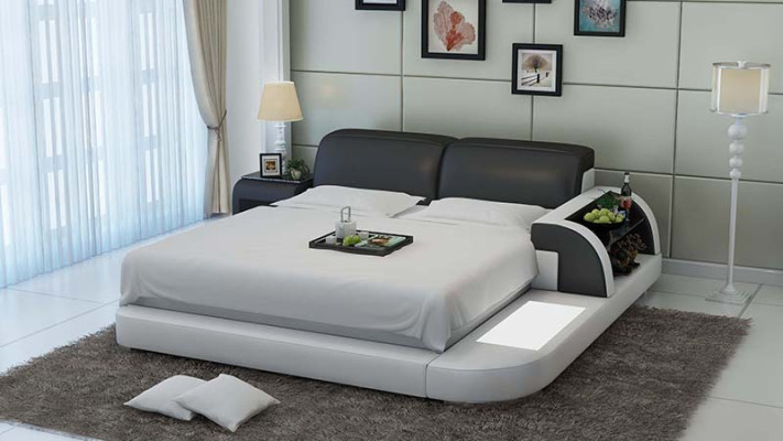 Diseño de cama de lujo de cuero moderno para dormitorio 140/160/180 LB8812.