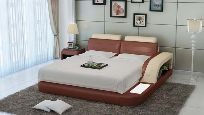Diseño de lujo de cama acolchada de cuero moderna para dormitorio de 140/160/180 cm.