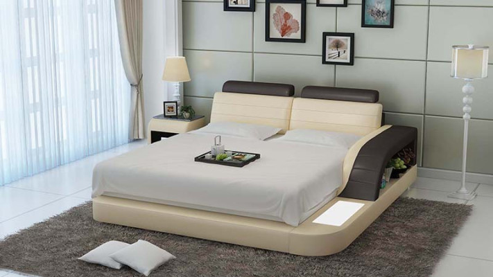 Diseño de lujo de cama acolchada de cuero moderna para dormitorio de 140/160/180 cm.
