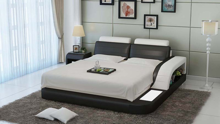 Diseño de lujo de cama acolchada de cuero moderna para dormitorio de 140/160/180 cm.