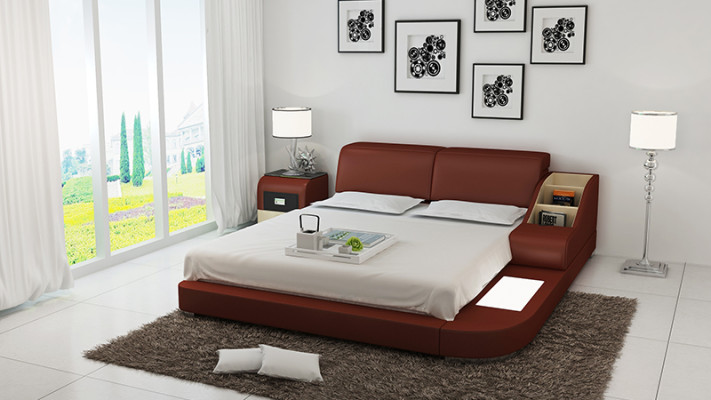 Diseño de cama de lujo acolchada de cuero para dormitorio de 140/160/180 LB8815.