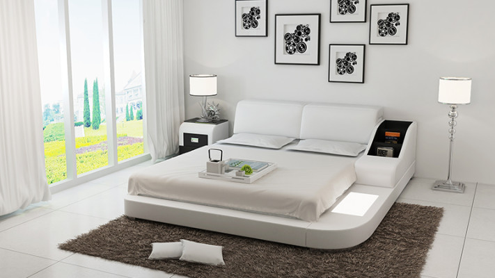 Diseño de cama de lujo acolchada de cuero para dormitorio de 140/160/180 LB8815.
