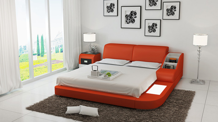 Diseño de cama de lujo acolchada de cuero para dormitorio de 140/160/180 LB8815.