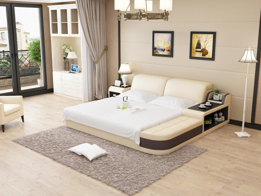 Diseño cama de cuero de lujo cama tapizada doble cama moderna matrimonial 140/160/180 cm