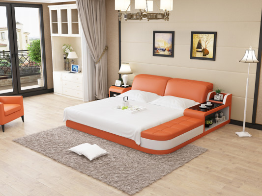 Diseño cama de cuero de lujo cama tapizada doble cama moderna matrimonial 140/160/180 cm