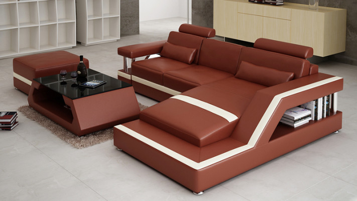 Sofá de cuero. Sofá moderno, conjunto de salón, esquinero, decoración, diseño, juego de muebles de esquina.