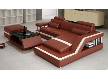 Sofá de cuero. Sofá moderno, conjunto de salón, esquinero, decoración, diseño, juego de muebles de esquina.
