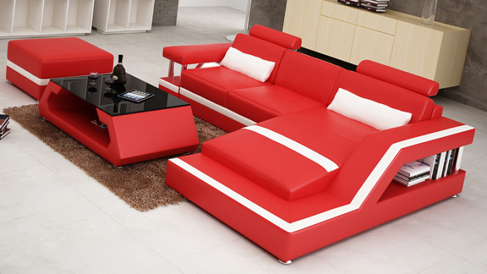 Sofá de cuero. Sofá moderno, conjunto de salón, esquinero, decoración, diseño, juego de muebles de esquina.