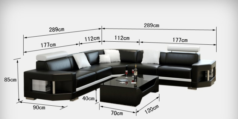 Sofá de cuero moderno Sofá Sofá de salón Sofá rinconera Conjunto de salón Decoración Diseño