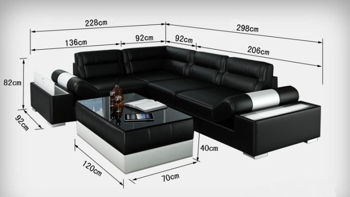 Sofá de cuero Decoración Sofá Sofá Sofá Rinconera Conjunto de diseño moderno