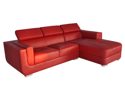 Diseño de cuero acolchado Esquina de asientos Sofá nuevo de cuero de esquina en la sala de estar.