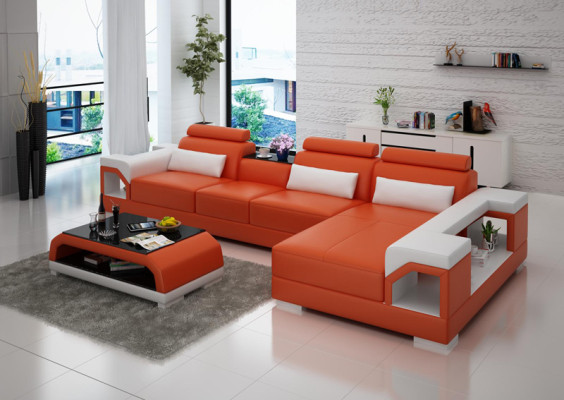 Sofá de cuero Sofá de esquina Sofá del salón Sofá en forma de L Sofá de diseño moderno G8010C
