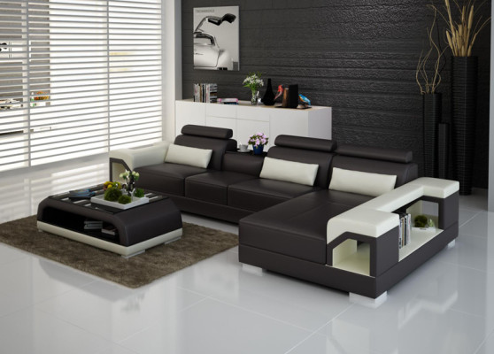 Sofá de cuero Sofá de esquina Sofá del salón Sofá en forma de L Sofá de diseño moderno G8010C