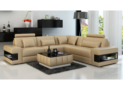 Sofá de cuero Sofá moderno Sofá de esquina de sofá de sala de estar moderna Sofá de esquina de diseño de juego de decoración