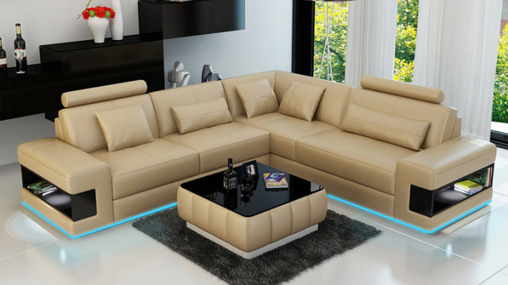 Sofá de cuero Sofá moderno Sofá de esquina de sofá de sala de estar moderna Sofá de esquina de diseño de juego de decoración
